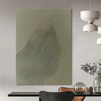 Green Wavy Lines on Grey Abstract Painting with Textured Patterns GAB0063