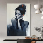 Contemplative Woman Moody Abstract Painting for Intimate Spaces GAB1429