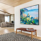 Coastal Town Abstract Painting for Italian Restaurant Dining Areas YHT425