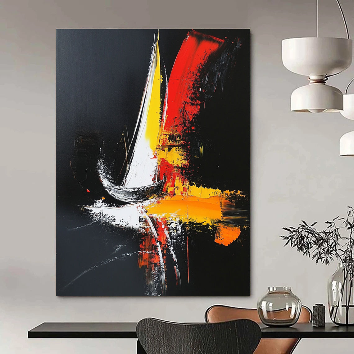 Colorful Sailboat Abstract Painting for Coastal - Themed Restaurants GAB0854