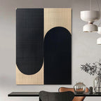 Black and Beige Oval Shapes Abstract Painting for Monochrome - Themed Spaces GAB1357