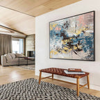 Blue and Yellow Abstract Painting for Coastal Resort Restaurants YHT373