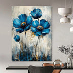 Textured Blue Flowers - Tactile Botanical Abstract Painting GAB0474