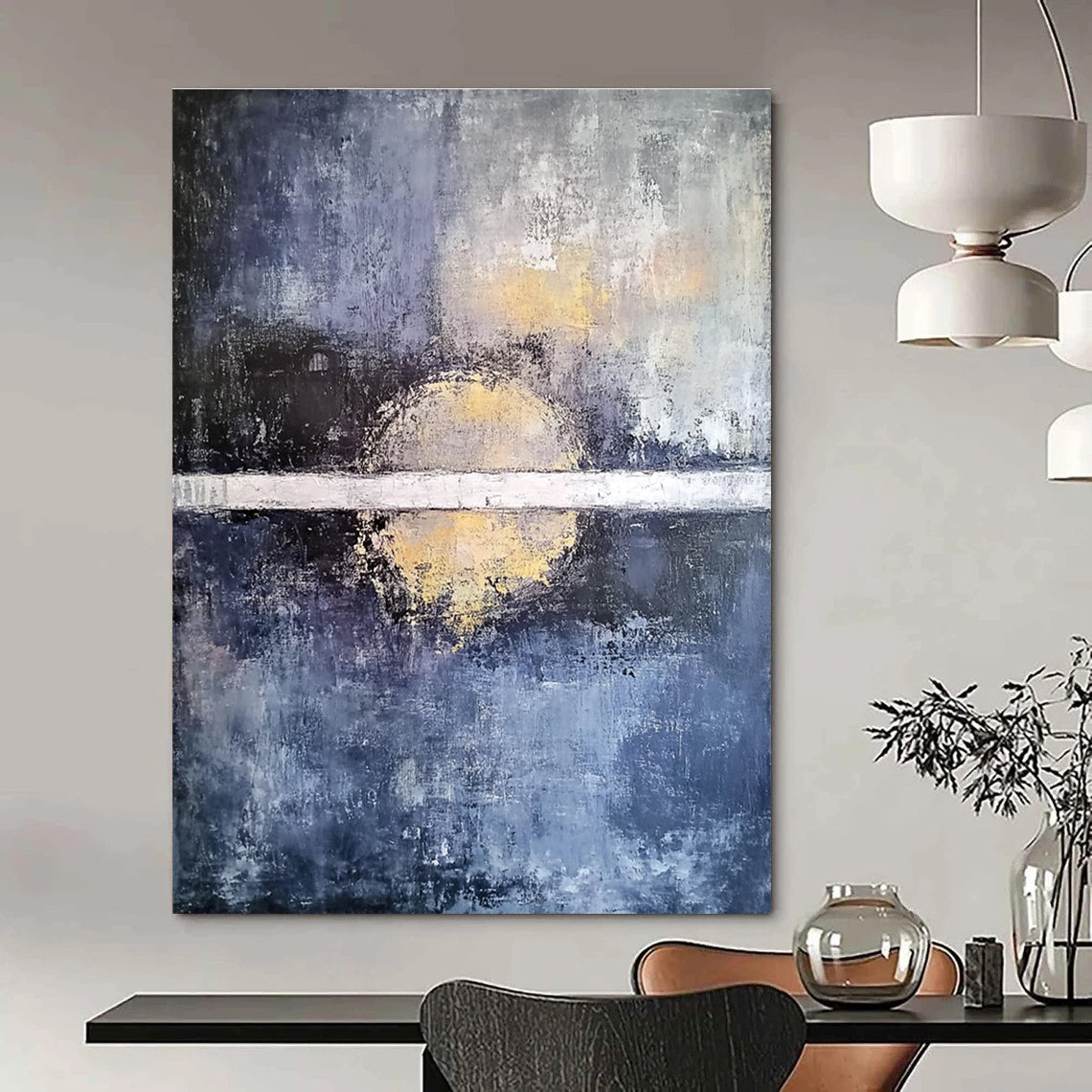 Sunset Reflection Abstract - Serene Landscape Abstract Painting GAB0654