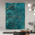 Teal and Gold Circles Luxurious Abstract Painting GAB0371