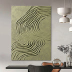 Green Curved Lines on Light Green Abstract Painting with Flowing Textures GAB0064
