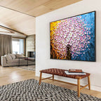 Pink Blossom Tree Abstract Painting for Romantic Bedroom Retreats YHT231