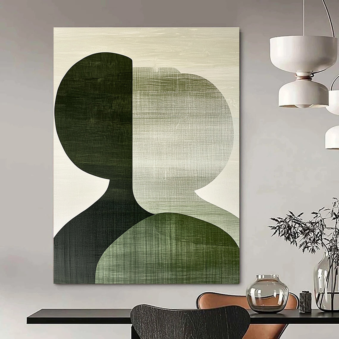 Abstract Green Figures Abstract Painting for Contemporary Art Cafes GAB1382