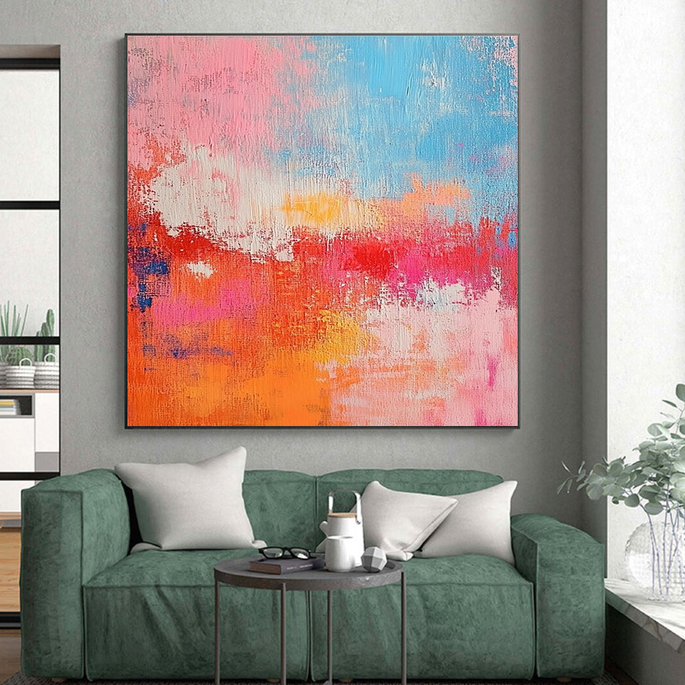 Pink Orange Abstract Painting with Playful Warmth WINK698