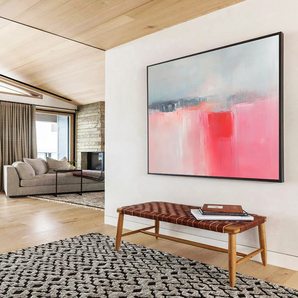 Soft Pink and Gray Abstract Painting with Subtle Emotion ABS416