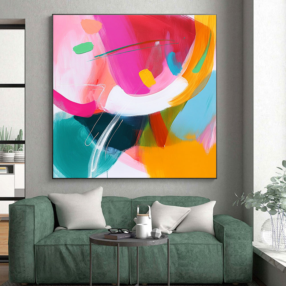 Vibrant Color Fusion Abstract Painting with Bold Vitality WINK298