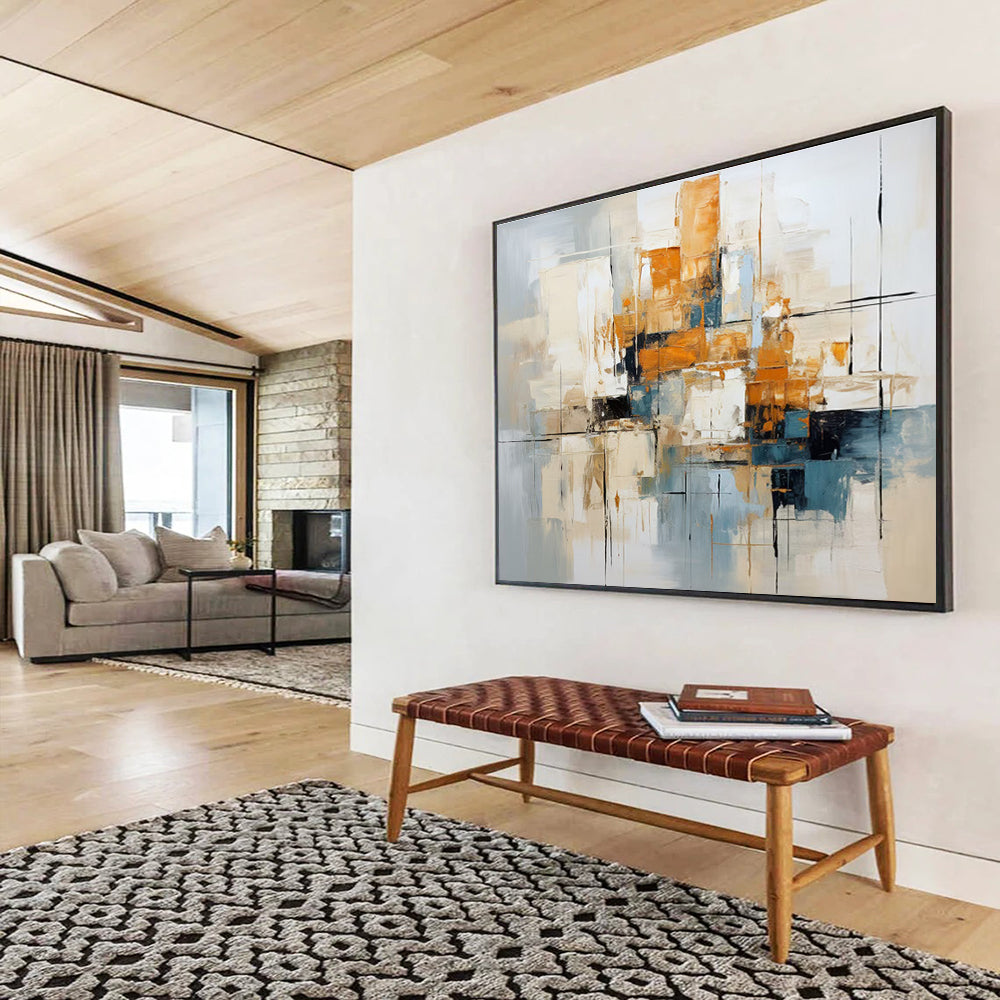Neutral Abstract Composition Painting for Minimalist Spaces YHT006