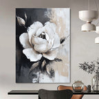 Textured White Rose Abstract Painting for Romantic - Themed Bedrooms GAB1011