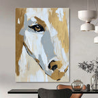 Horse Face in Gold and White - Elegant Equine Abstract Art GAB0511