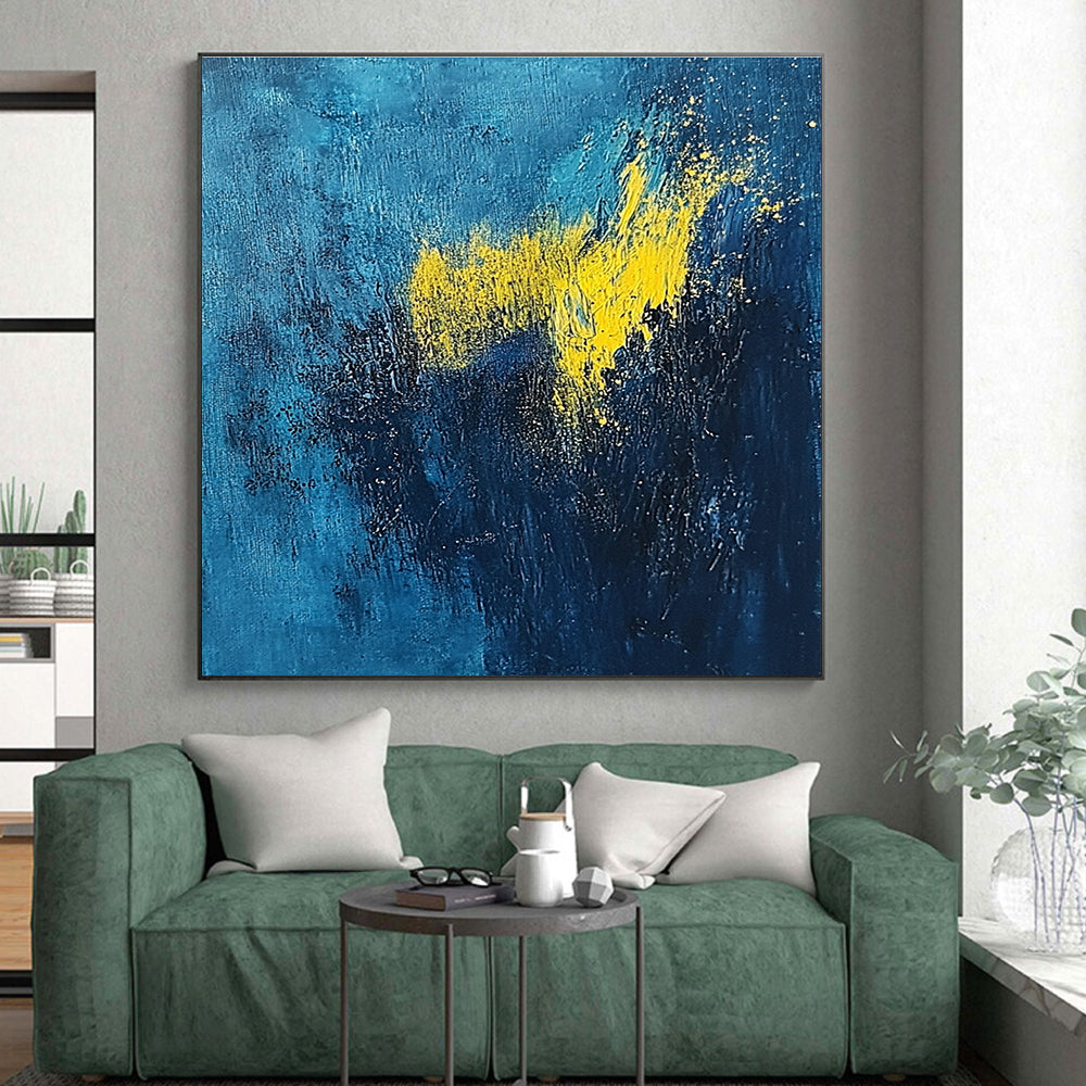 Blue - Yellow Abstract Spark Painting with Energetic Glow WINK395