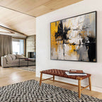Yellow - Black Abstract Painting for Bold Interiors YHT084
