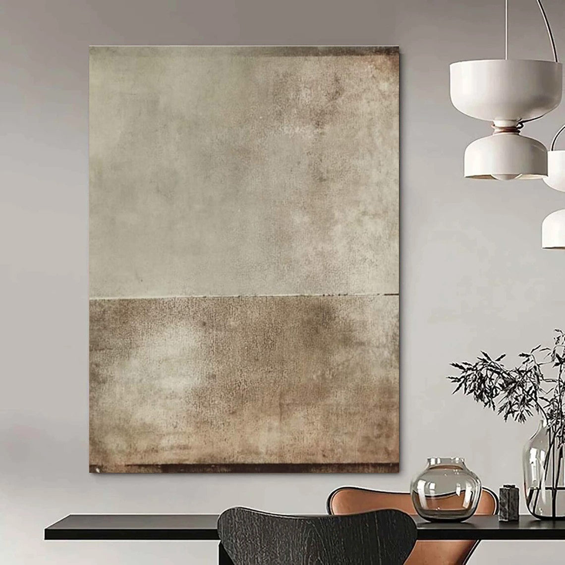 Beige and Brown Textured Abstract Painting for Timeless Living Rooms HENG513