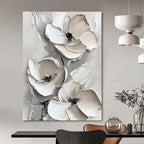 Subtle Floral Relief Abstract Painting for Neutral - Toned Offices GAB1005