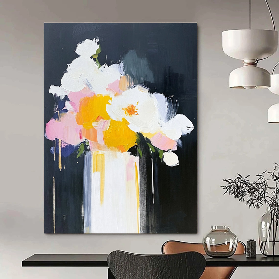 Bold Flower Vase - Minimalist Floral Abstract Painting GAB0612