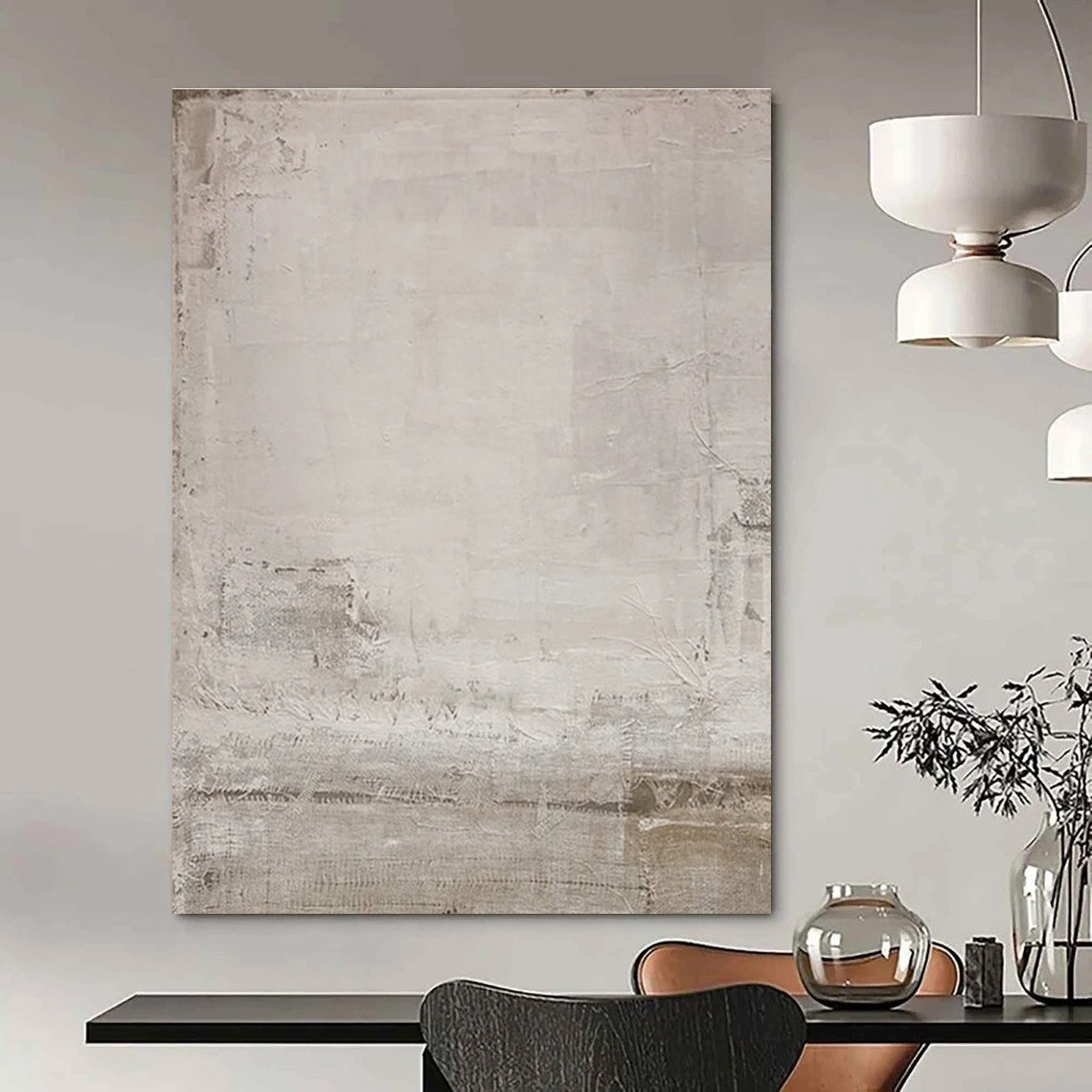 Minimalist Textured Gray Abstract Painting for Zen - Inspired Home Offices HENG055