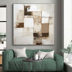Beige Brown Abstract Blocks Painting with Subtle Textures WINK635