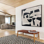 Black - White Geometric Abstract Painting for Modern Galleries YHT092