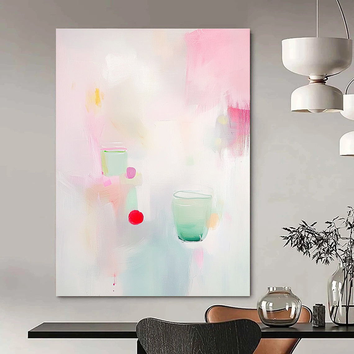 Light Colorful Drinks Abstract Painting for Modern Café Interiors GAB1350