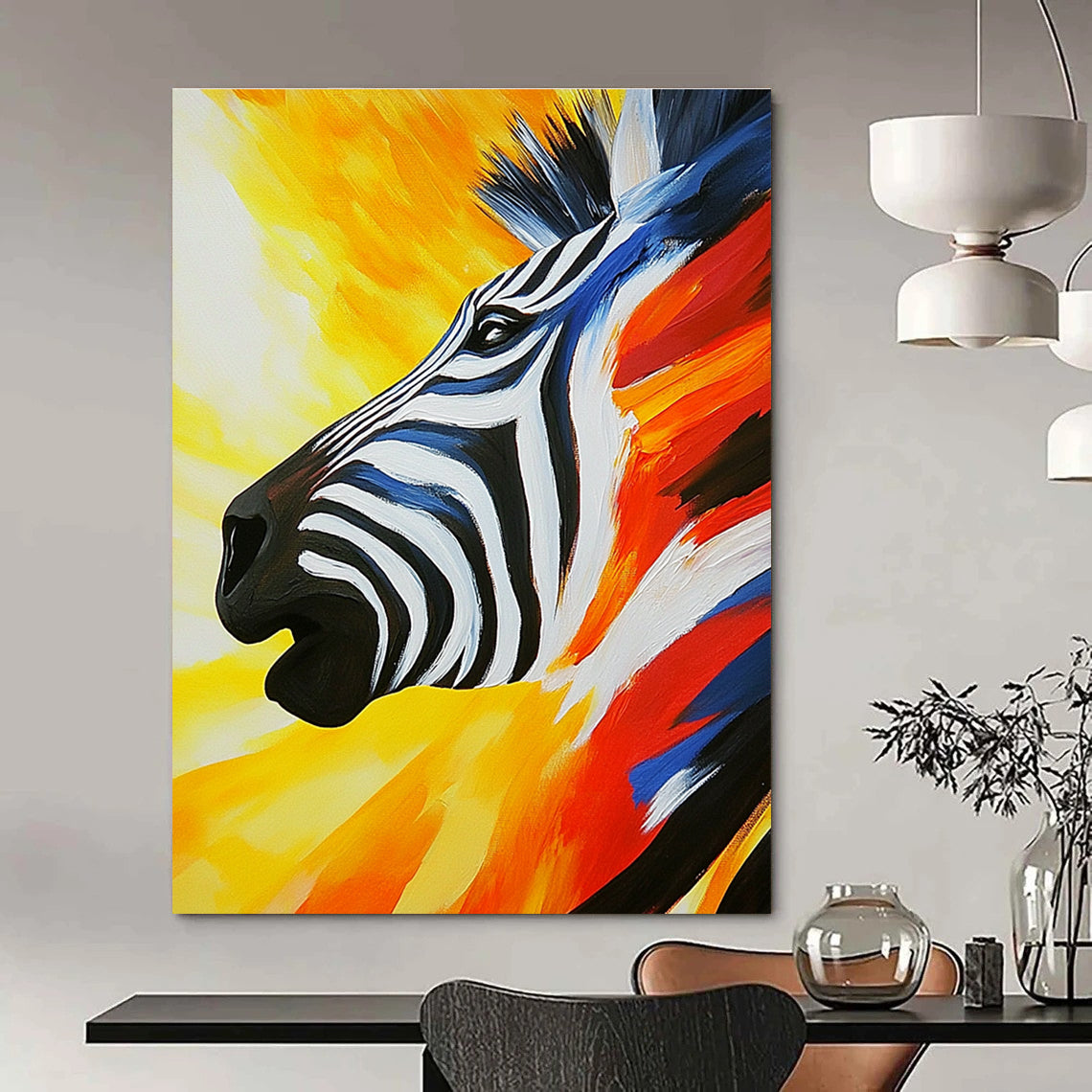 Colorful Zebra Portrait Abstract Painting of Vibrant Wildlife GAB0087