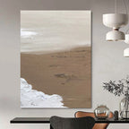 Earth - Toned Curved Line Abstract Painting for Bohemian Bedrooms HENG375