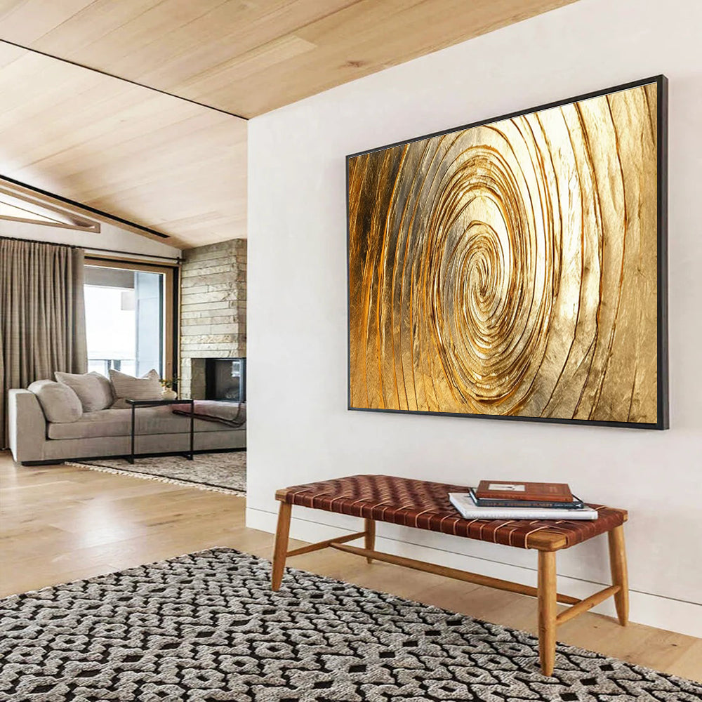 Golden Spiral Abstract Painting for Luxury Home Decor YHT167