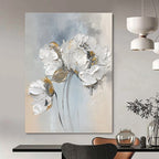 Textured Floral in Gray Abstract Painting for Elegant Bedrooms HENG447