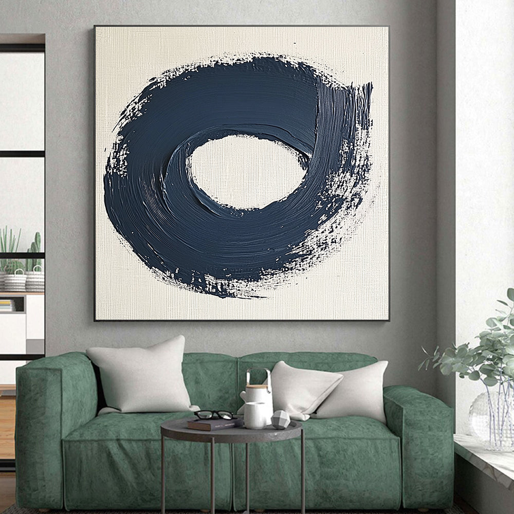 Dark Circular Brushstroke Abstract Painting with Bold Simplicity WINK086