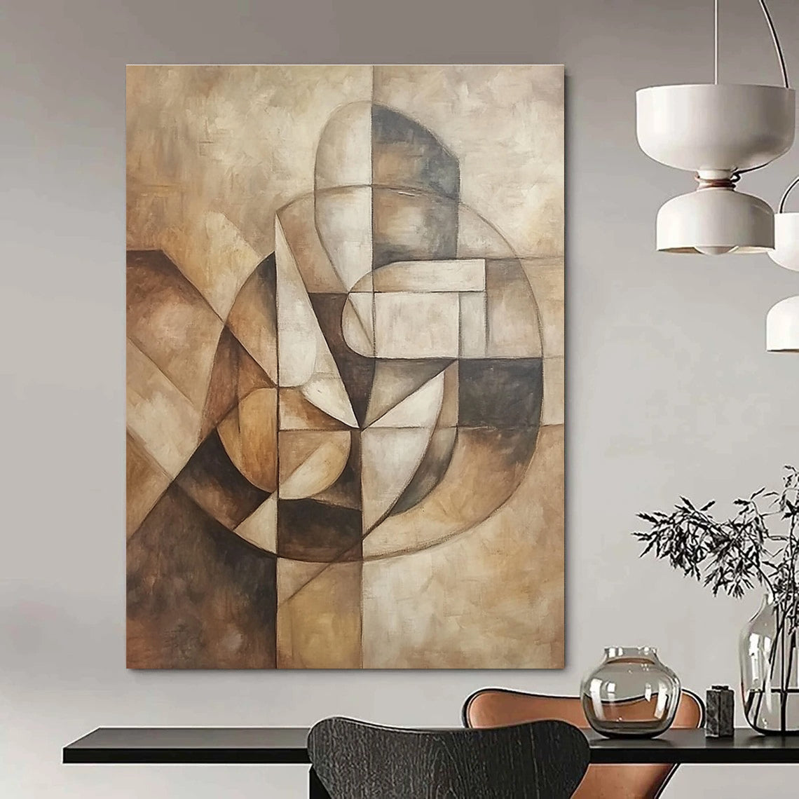 Geometric Brown Tones Abstract Painting for Industrial - Chic Lofts GAB1278