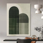 Green Arch Shapes Abstract Painting of Architectural Abstraction GAB0218