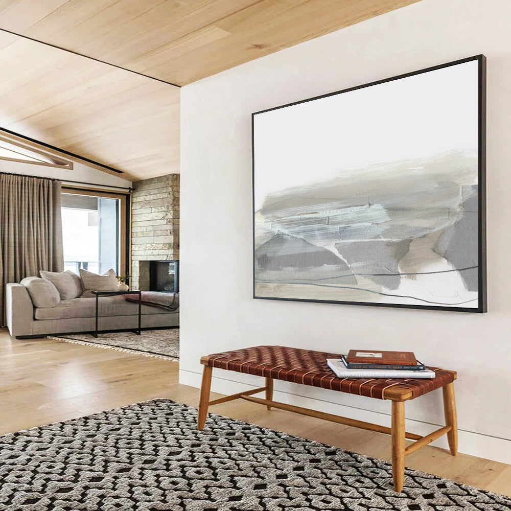Grey - Toned Landscape Abstract Painting for Minimalist Interiors YHT130