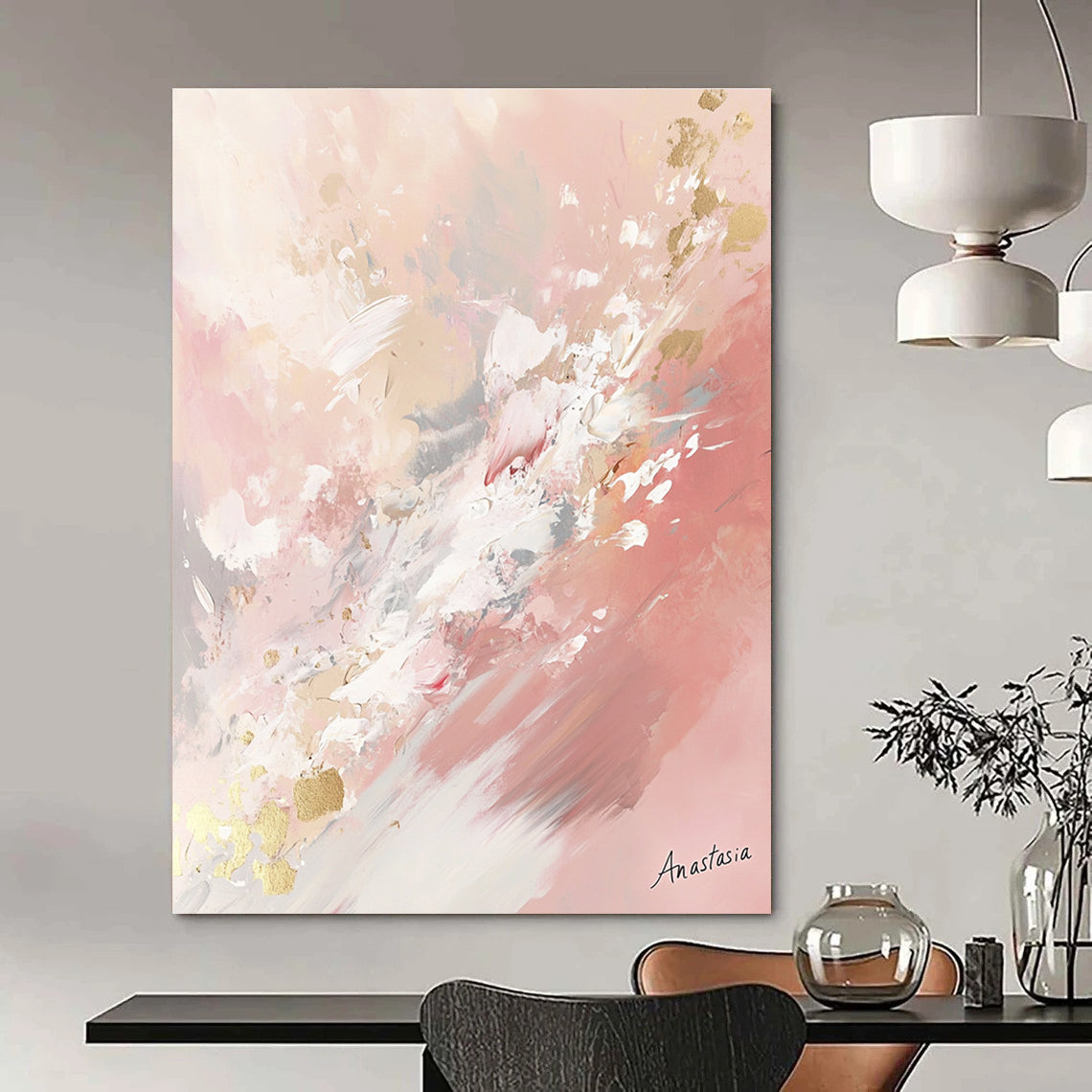 Pink and Gold Abstract Elegant Abstract Painting GAB0361