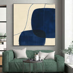 Blue - Shaped Abstract Painting with Fluid Lines WINK856