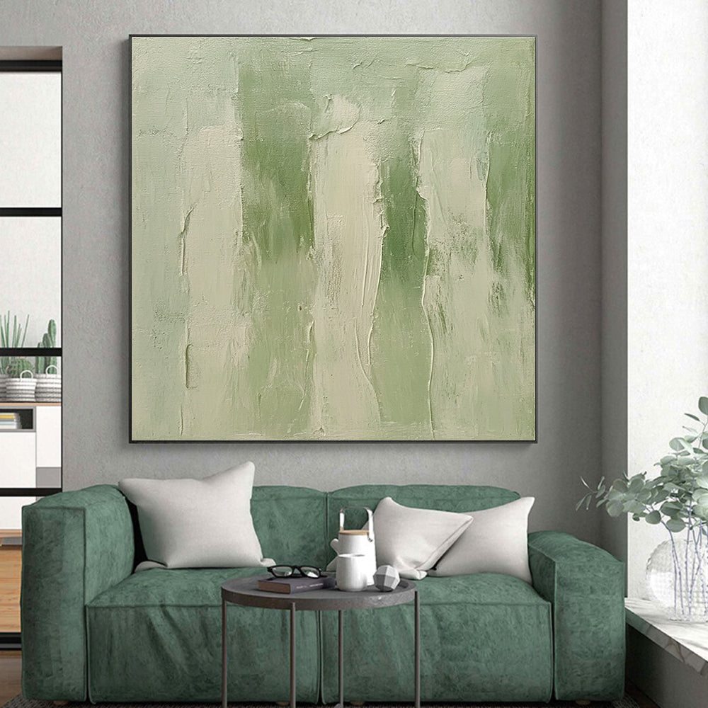Soft Green Textured Abstract Painting with Calming Layers WINK605