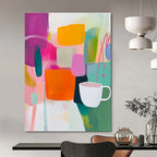 Colorful Abstract with Cup Painting for Modern Café Waiting Areas GAB1220