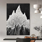 White Powder Mountain Textural Abstract Painting for Nature - Inspired Spaces GAB1535