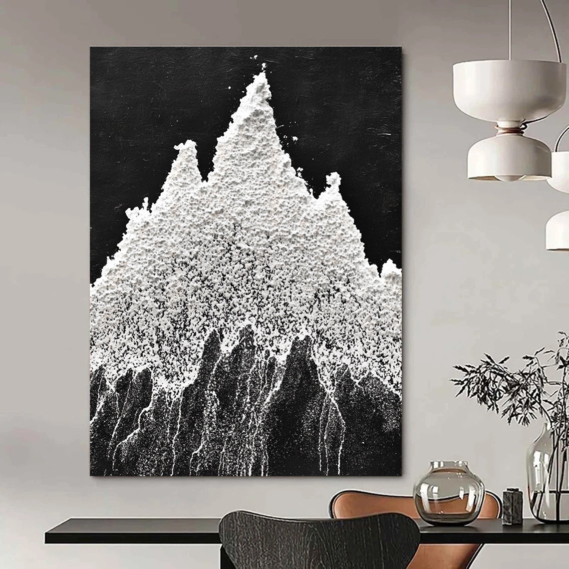 White Powder Mountain Textural Abstract Painting for Nature - Inspired Spaces GAB1535