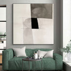 Monochrome Geometric Abstract Painting with Minimalist Grace WINK721