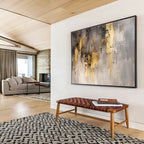 Gray and Gold Abstract: Elegant Contrast in Muted Tones Abstract Painting ABS167