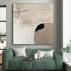 Beige and Black Minimalist Shapes Abstract Painting with Quiet Contemplation WINK044