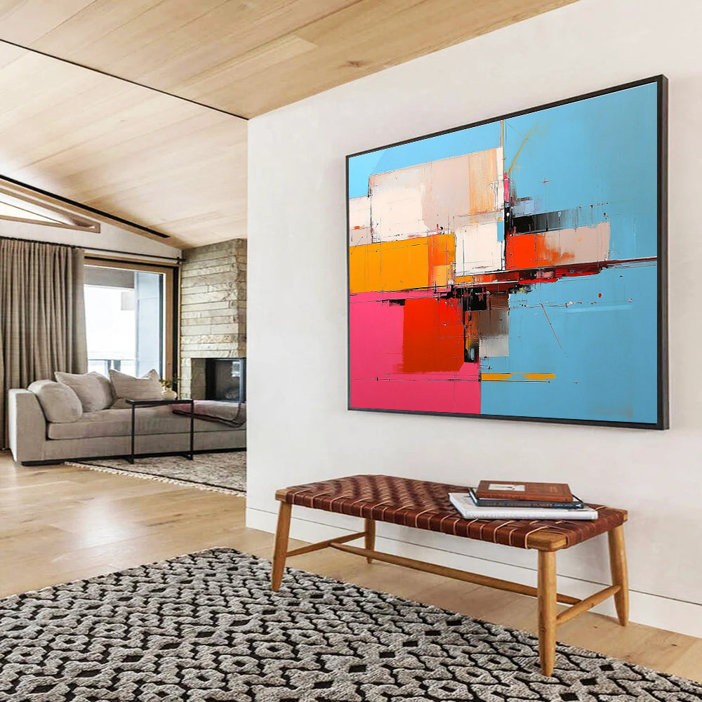 Geometric Color Block Abstract with Bold Contrasts Abstract Painting ABS335
