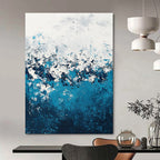 Blue and White Waves Abstract Painting for Coastal Vibes GAB0712