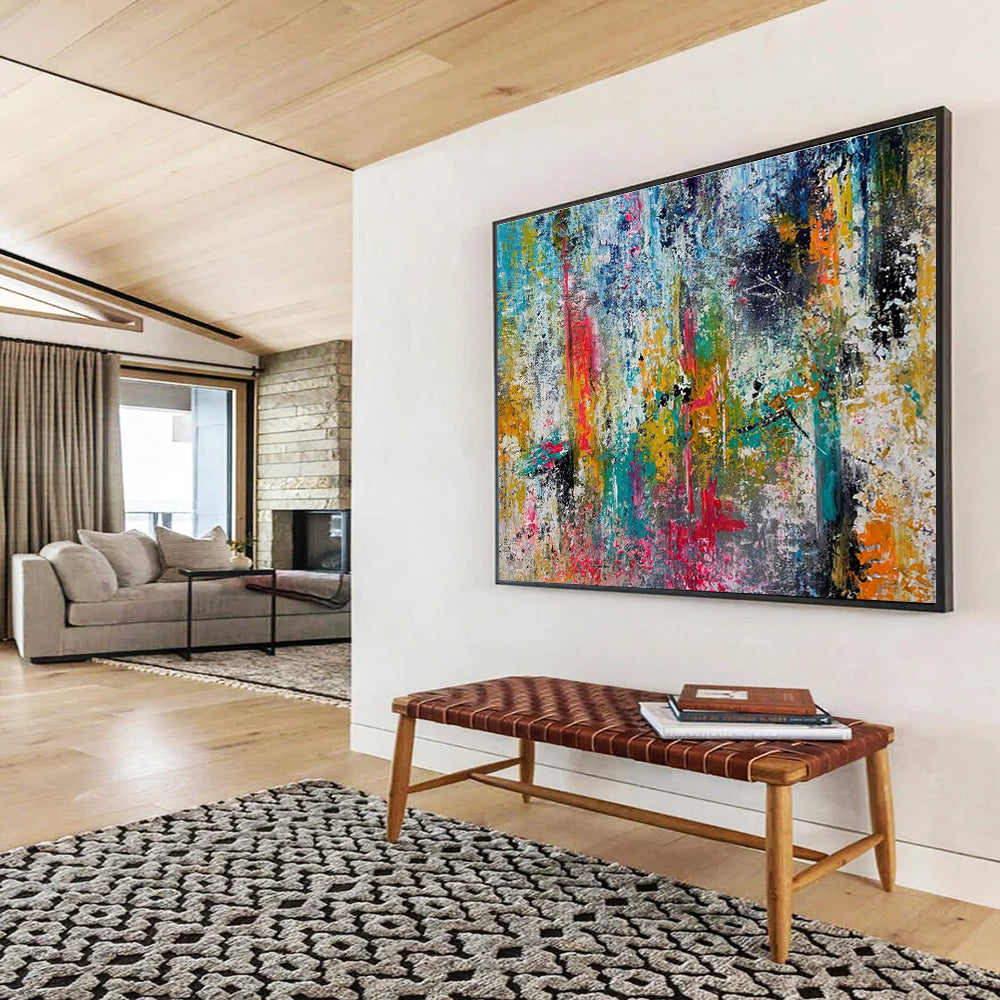 Colorful Abstract Splash Painting for Vibrant Living Rooms YHT330