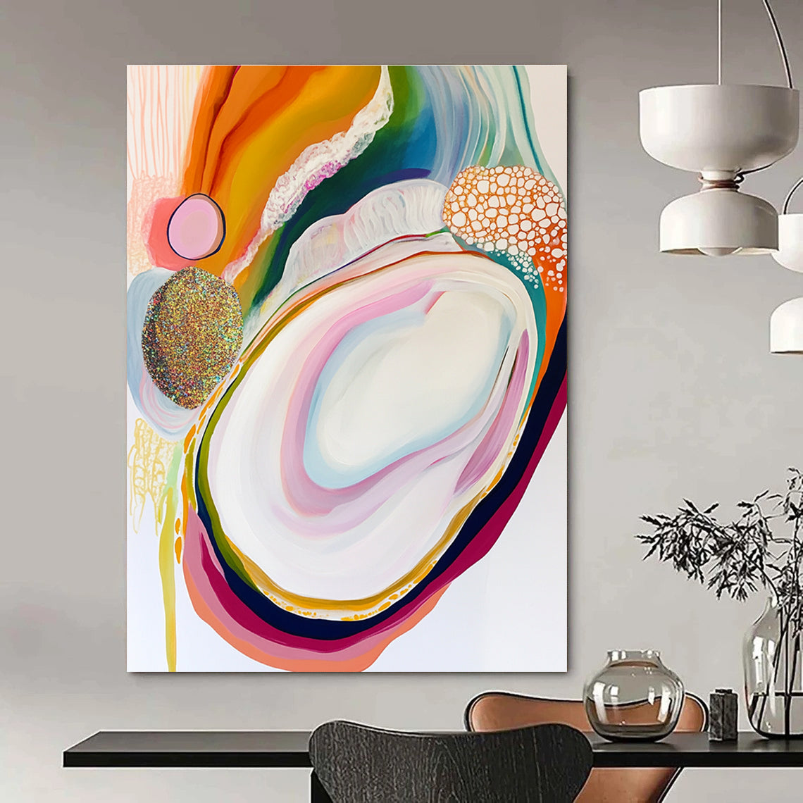 Colorful Abstract Agate Painting for Trendy Boutiques GAB1135
