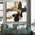Gold - Black Abstract Burst Painting with Dynamic Opulence WINK366