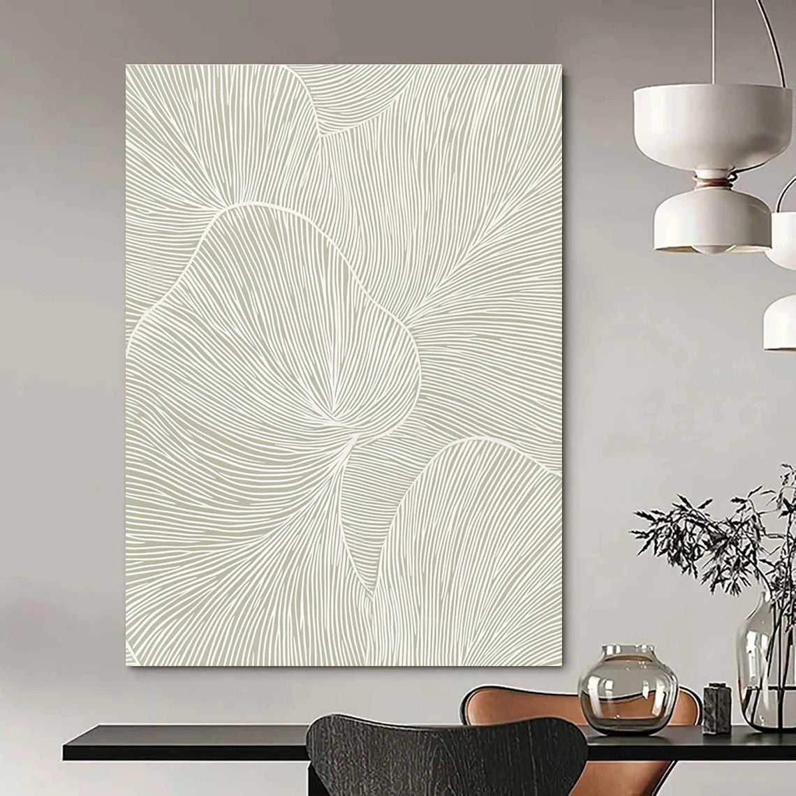 Leaf - like Lines Nature - Inspired Abstract Painting for Calm Spaces GAB1530